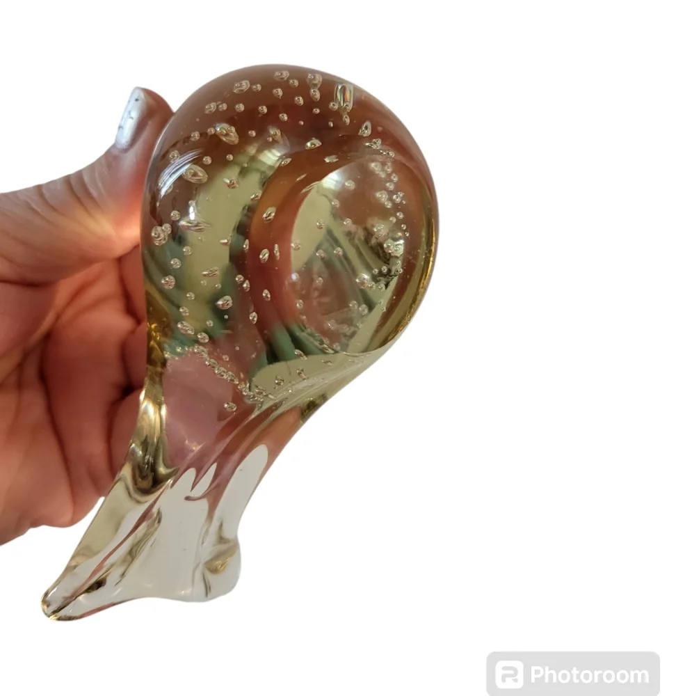 Art Glass Bird Paperweight Bubbles